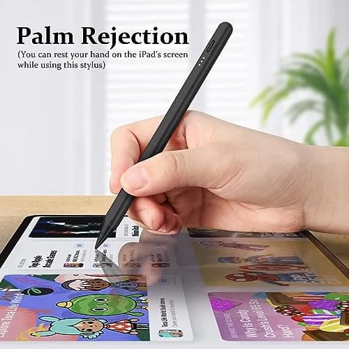 MEKO Active Stylus Pen for iPad with Palm Rejection & Tilt Sensor, 2-Pack (White/Black) | Fast Charging 13 Mins for 9 Hrs Use thumbnail 3