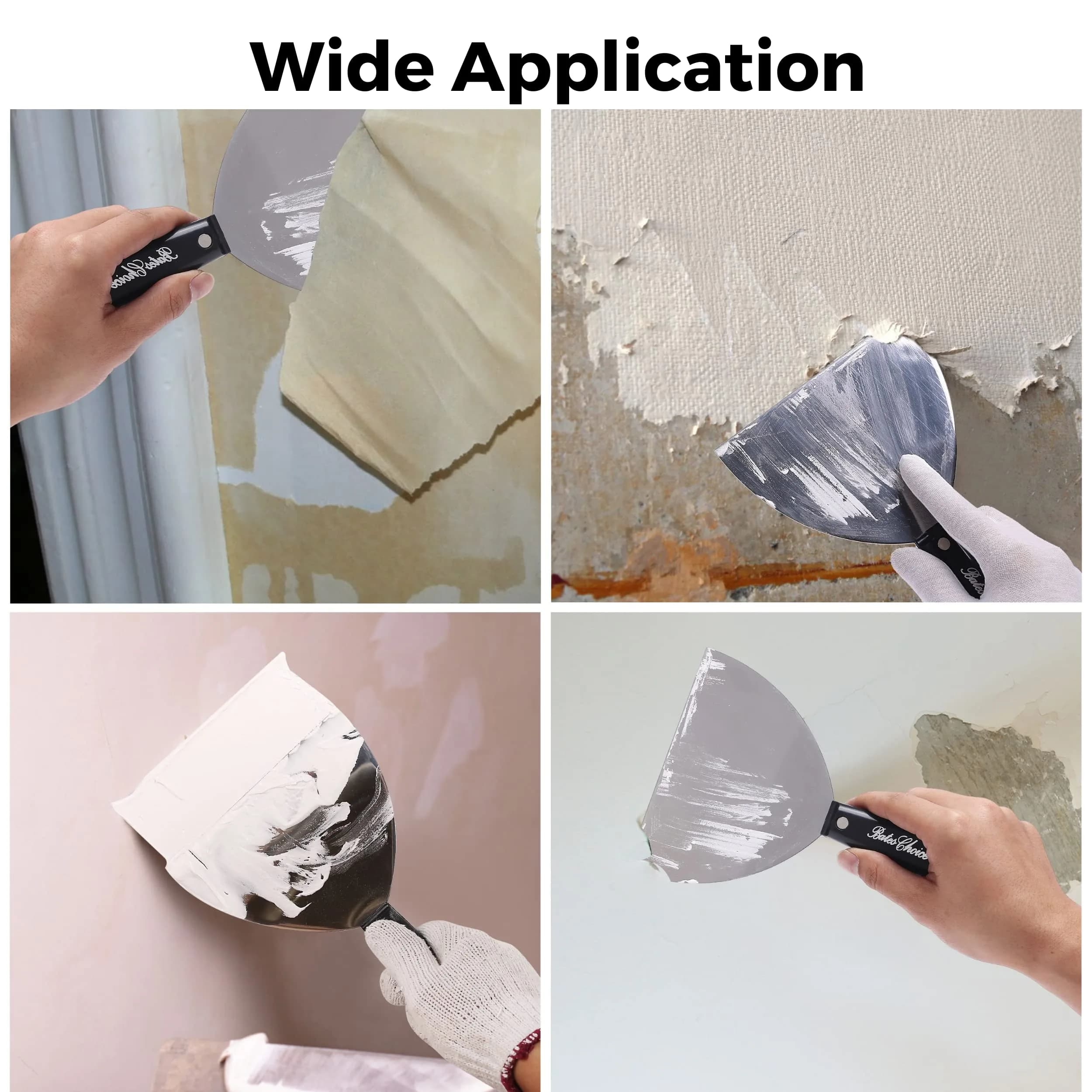 Bates Choice 6-Inch Flexible Putty Knife | Carbon Steel Metal Scraper for Drywall Spackle & Paint - view 6