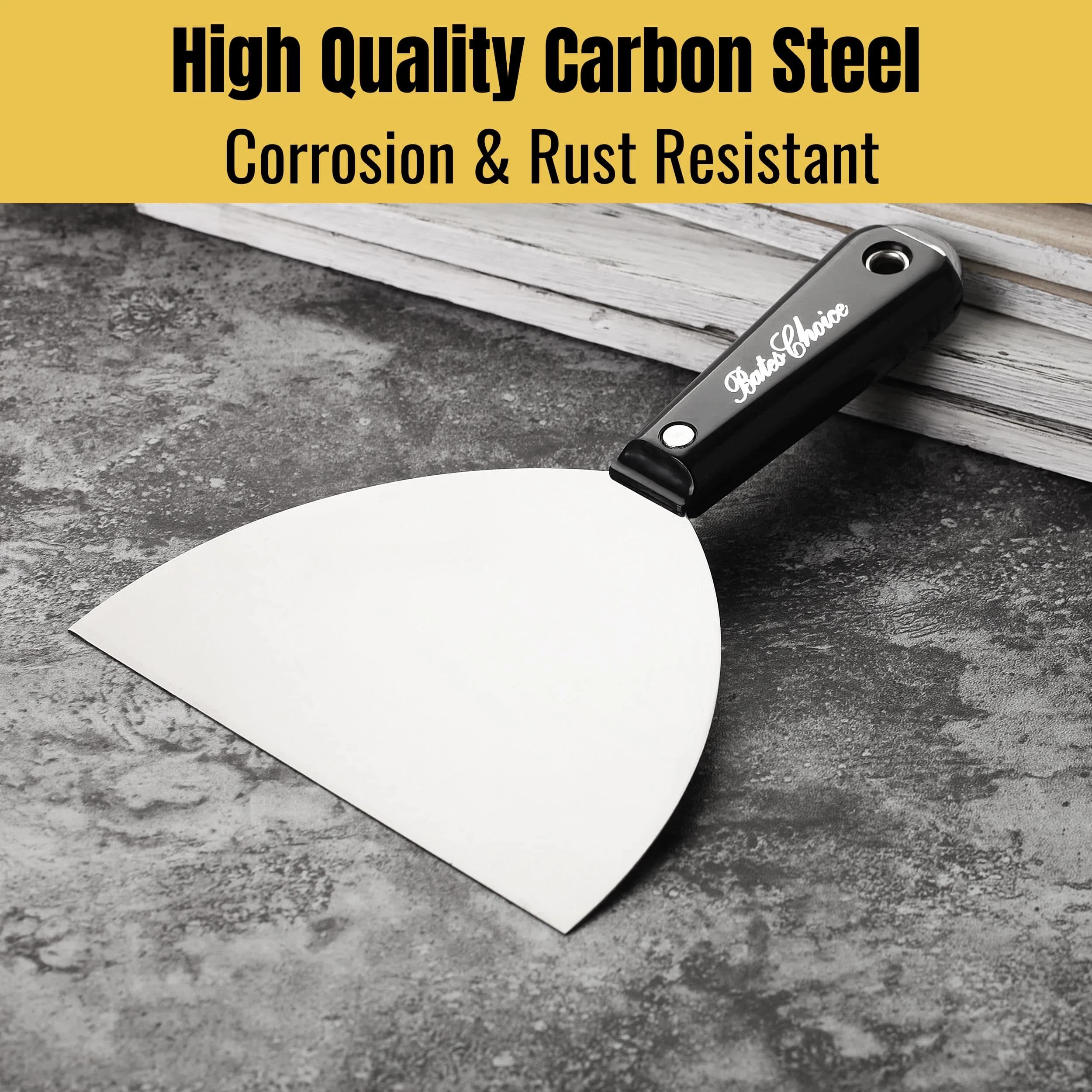 Bates Choice 6-Inch Flexible Putty Knife | Carbon Steel Metal Scraper for Drywall Spackle & Paint - view 4