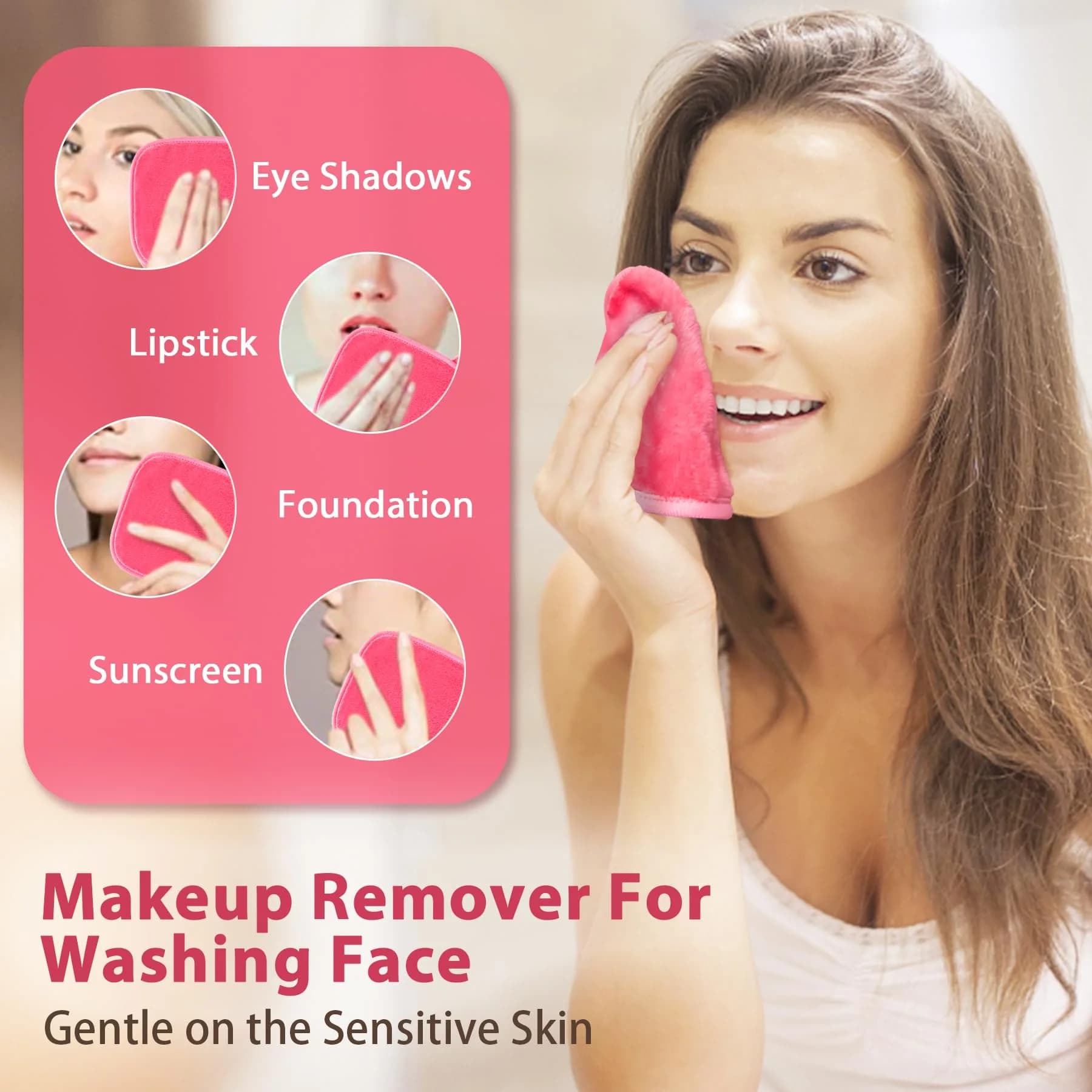 Natwag Makeup Remover Cloths 6" x 6" (15cm x 15cm) — 12 Pack | Gentle Microfiber Face Washcloths - view 2