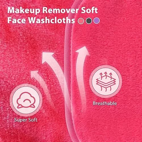 Natwag Makeup Remover Cloths 6" x 6" (15cm x 15cm) — 12 Pack | Gentle Microfiber Face Washcloths thumbnail 3
