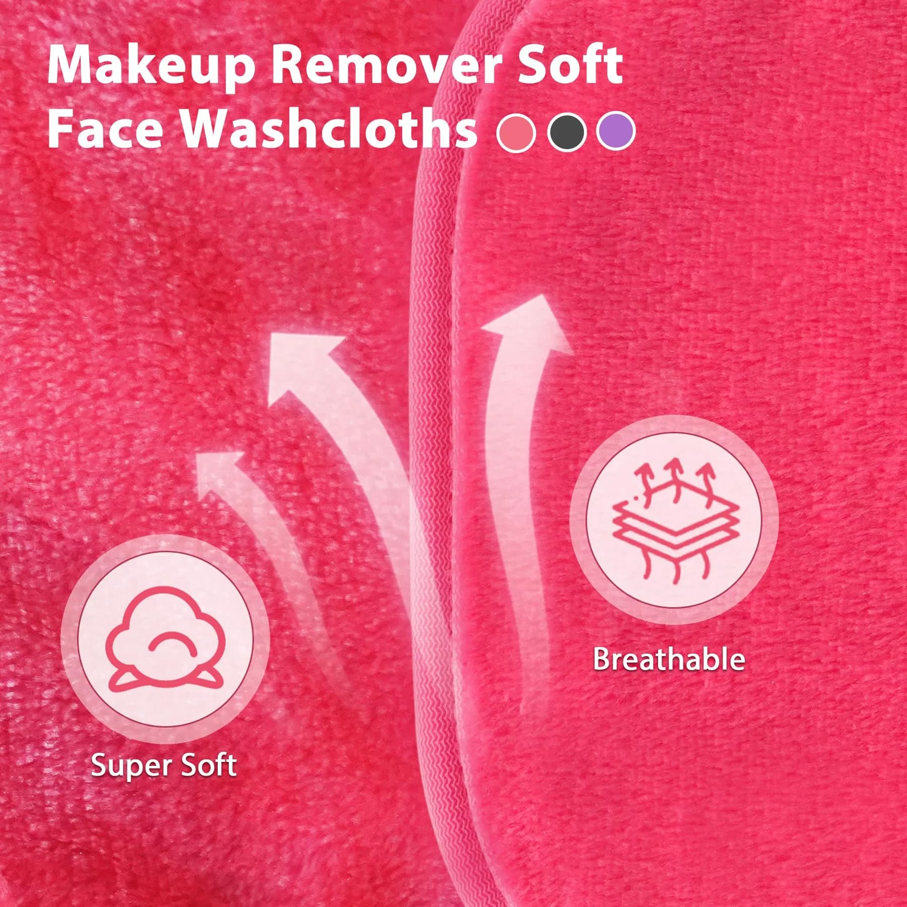 Natwag Makeup Remover Cloths 6" x 6" (15cm x 15cm) — 12 Pack | Gentle Microfiber Face Washcloths - view 3