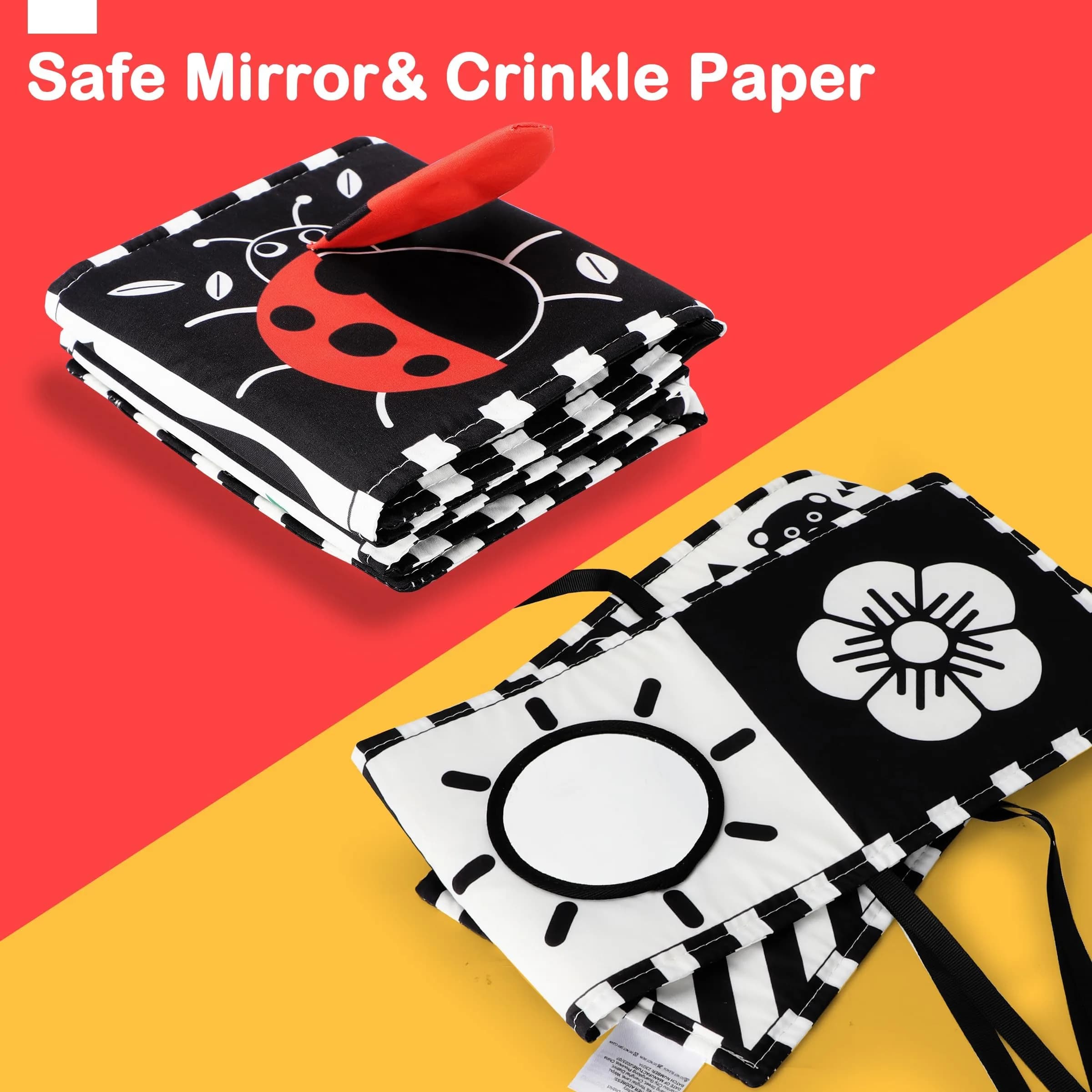 URMYWO Black, White, and Colorful Sensory Baby Book for Tummy Time - High Contrast Visual Stimulation for Newborns (0-12 Months) - view 5