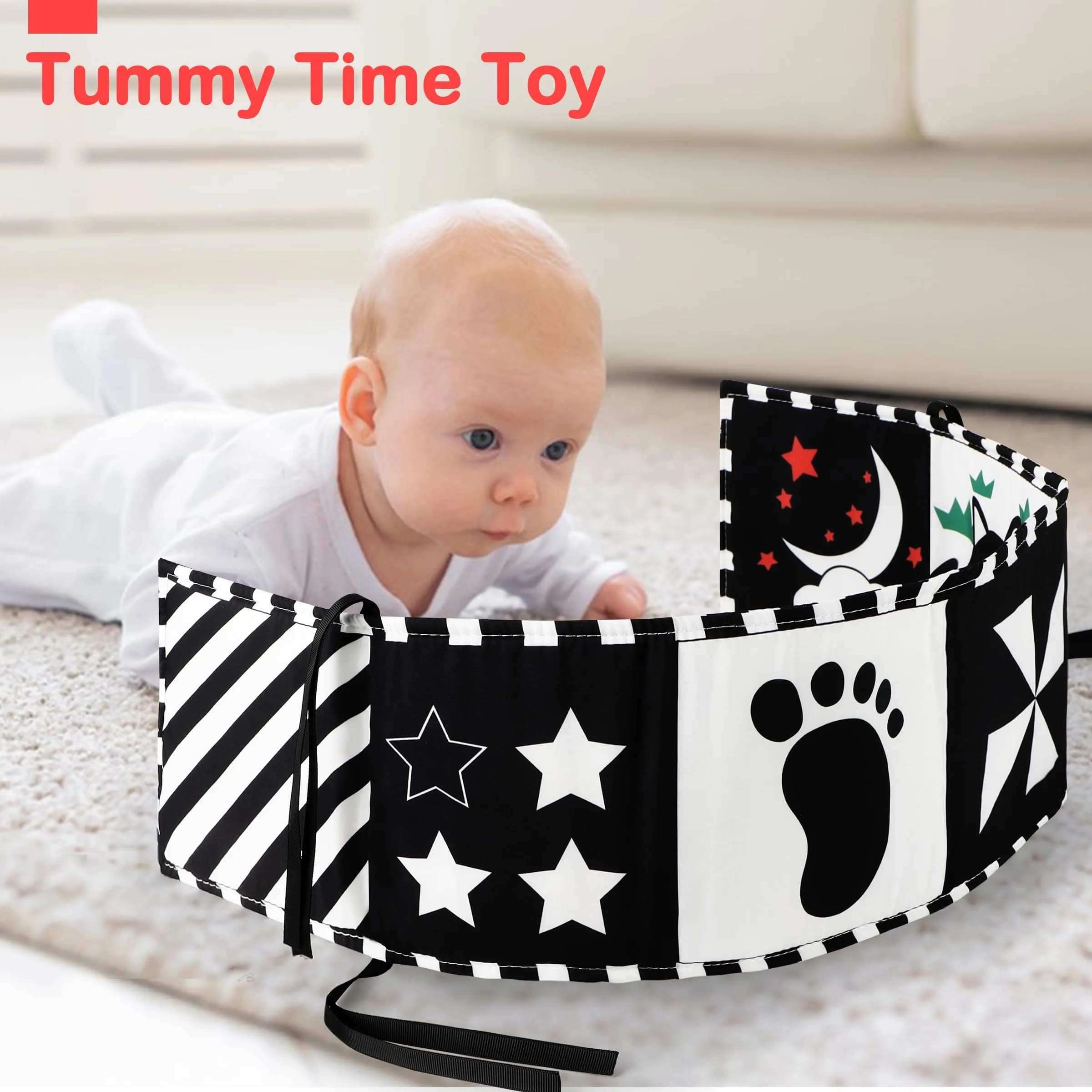 URMYWO Black, White, and Colorful Sensory Baby Book for Tummy Time - High Contrast Visual Stimulation for Newborns (0-12 Months) - view 7