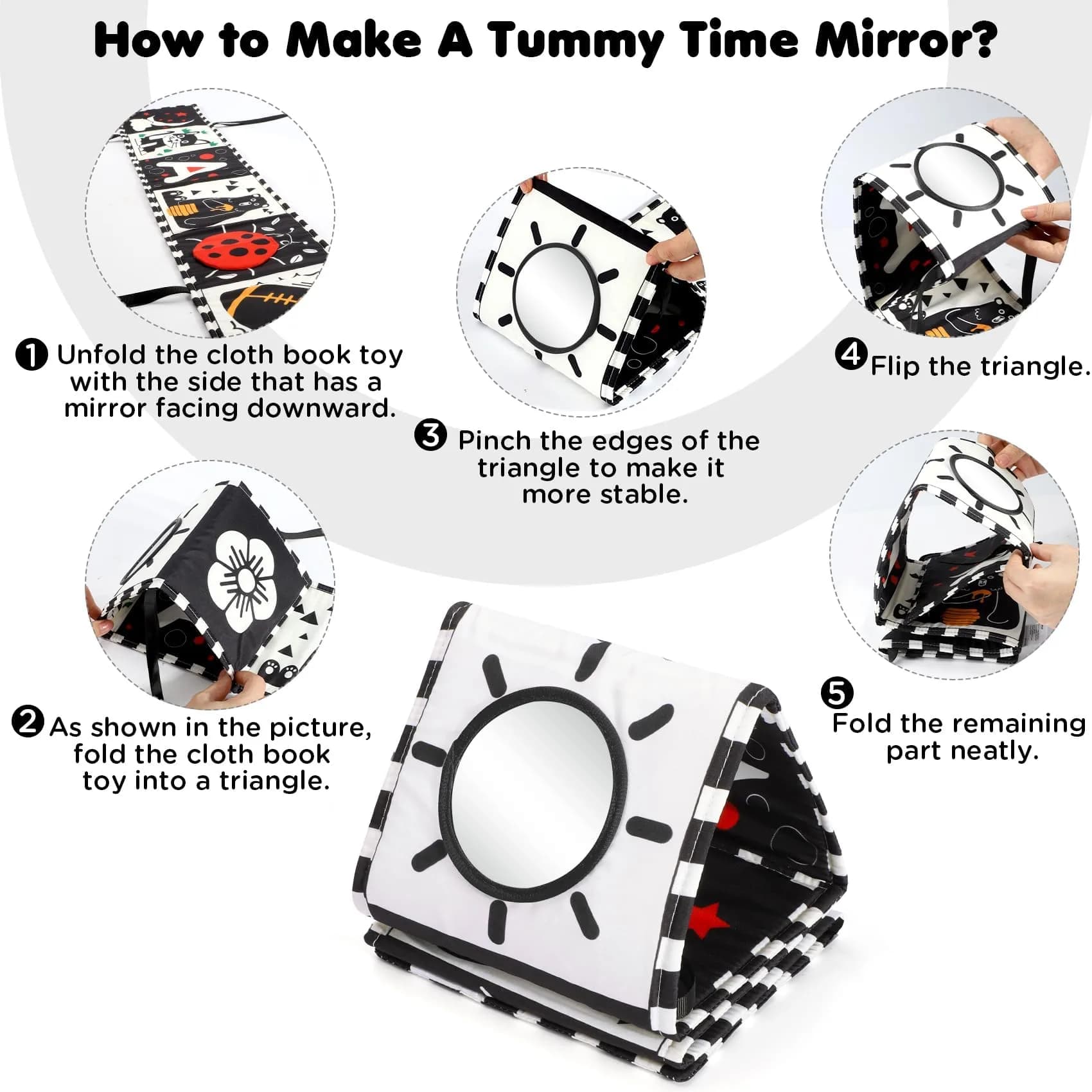 URMYWO Black, White, and Colorful Sensory Baby Book for Tummy Time - High Contrast Visual Stimulation for Newborns (0-12 Months) - view 2