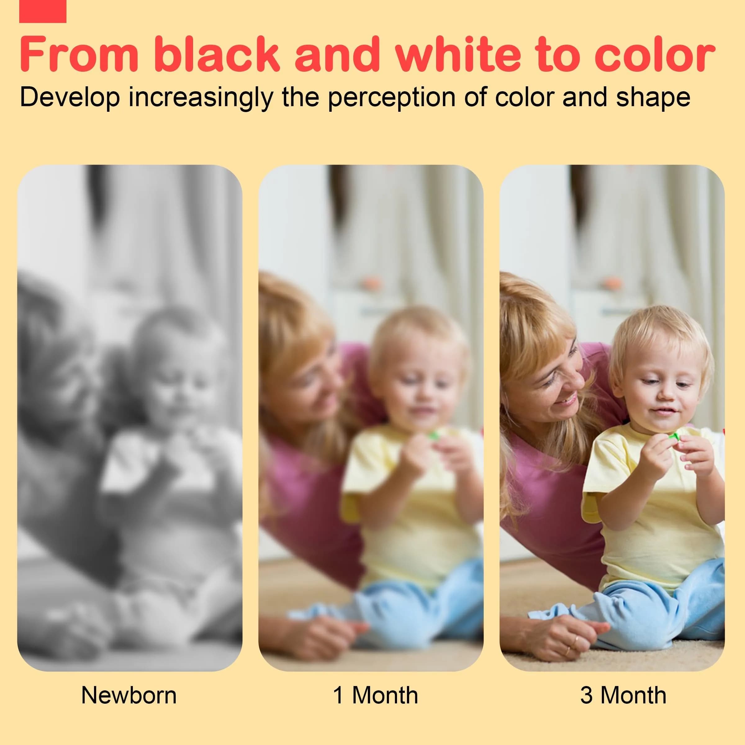 URMYWO Black, White, and Colorful Sensory Baby Book for Tummy Time - High Contrast Visual Stimulation for Newborns (0-12 Months) - view 3