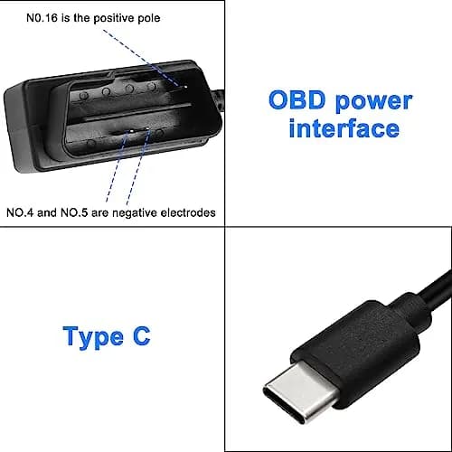 XMSJSIY OBD Power Cable for Dash Camera Type C OBD2 Power Adapter Hardwire | 3.5m, 5V/3A, Low-Voltage Protection thumbnail 3