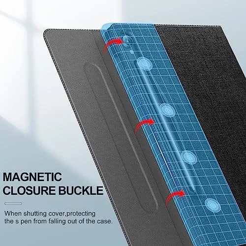 INFILAND Black PU Leather Case for Samsung Galaxy Tab S10 Lite/S10 FE/S9 FE 10.9 Inch & Tab S9 11 Inch with S Pen Holder | Auto Wake/Sleep thumbnail 4