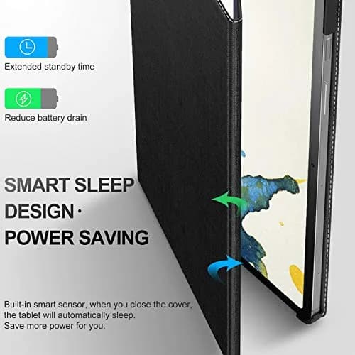 INFILAND Black PU Leather Case for Samsung Galaxy Tab S10 Lite/S10 FE/S9 FE 10.9 Inch & Tab S9 11 Inch with S Pen Holder | Auto Wake/Sleep thumbnail 5