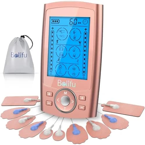 Belifu Dual Channel TENS EMS Unit 24 Modes Muscle Stimulator 0.29kg (10.3oz) | Pain Relief & Muscle Therapy thumbnail 1