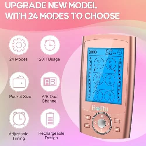 Belifu Dual Channel TENS EMS Unit 24 Modes Muscle Stimulator 0.29kg (10.3oz) | Pain Relief & Muscle Therapy thumbnail 4
