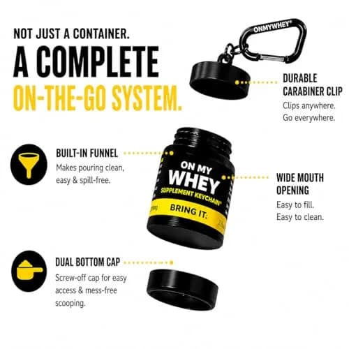 ONMYWHEY Double Scoop Protein and Supplement Keychain Funnel 180ml (6 oz) | BPA-Free, Spill-Proof Design thumbnail 4