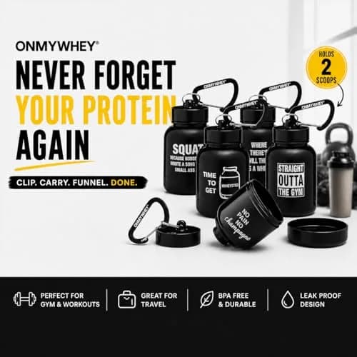 ONMYWHEY Double Scoop Protein and Supplement Keychain Funnel 180ml (6 oz) | BPA-Free Plastic with Carabiner thumbnail 2