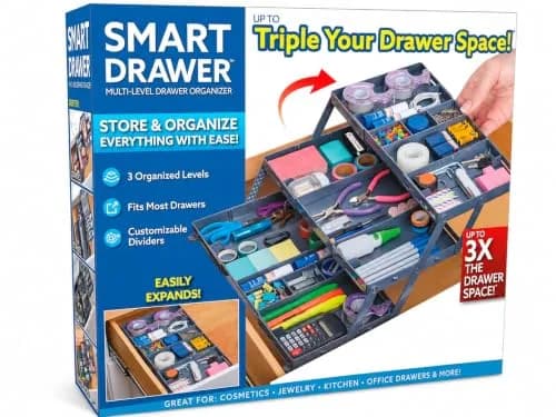 Ontel Smart Drawer Organizer with Adjustable Dividers | 21 Liters (7.75" x 9.8" x 2.75") thumbnail 1