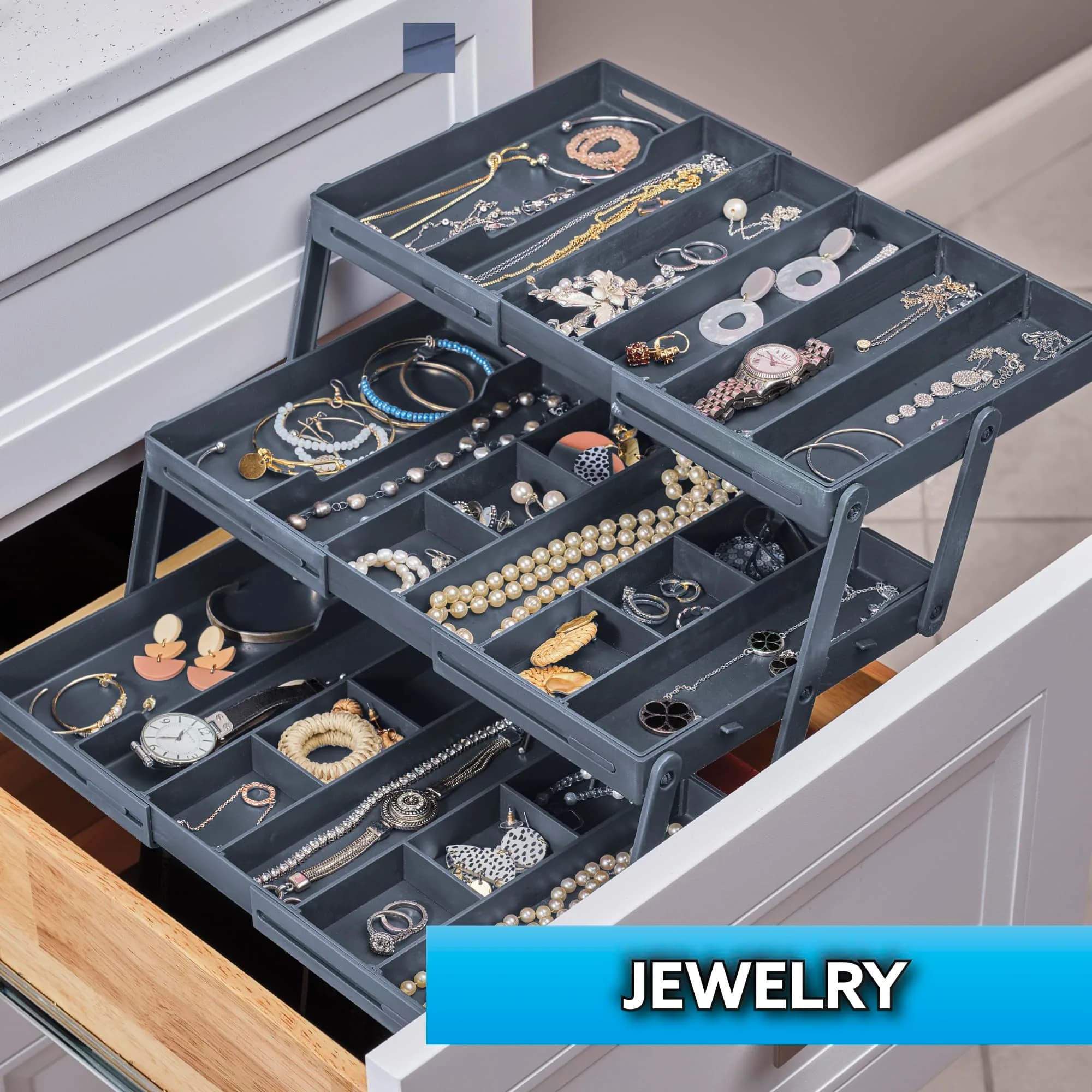 Ontel Smart Drawer Organizer with Adjustable Dividers | 21 Liters (7.75" x 9.8" x 2.75") - view 4