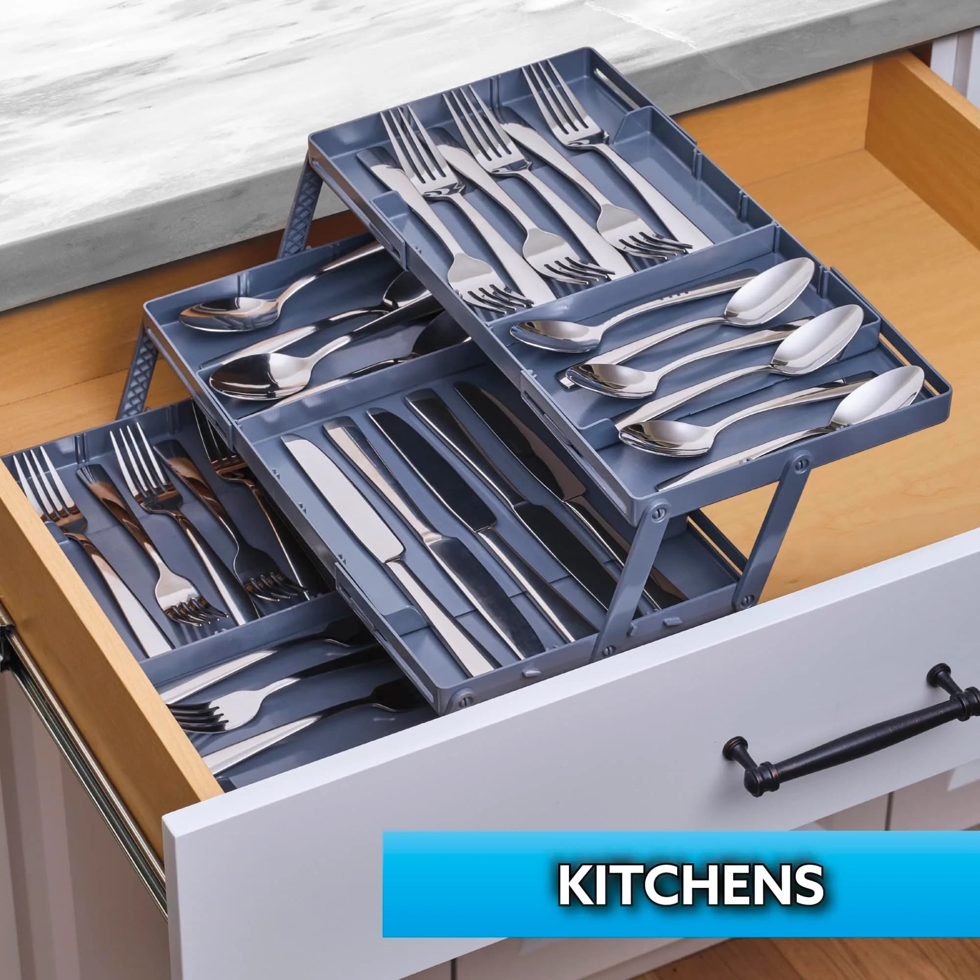 Ontel Smart Drawer Organizer with Adjustable Dividers | 21 Liters (7.75" x 9.8" x 2.75") - view 5
