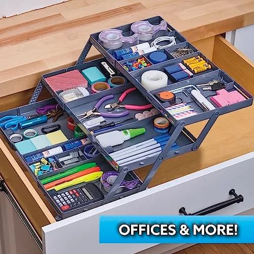 Ontel Smart Drawer Organizer with Adjustable Dividers | 21 Liters (7.75" x 9.8" x 2.75") thumbnail 6