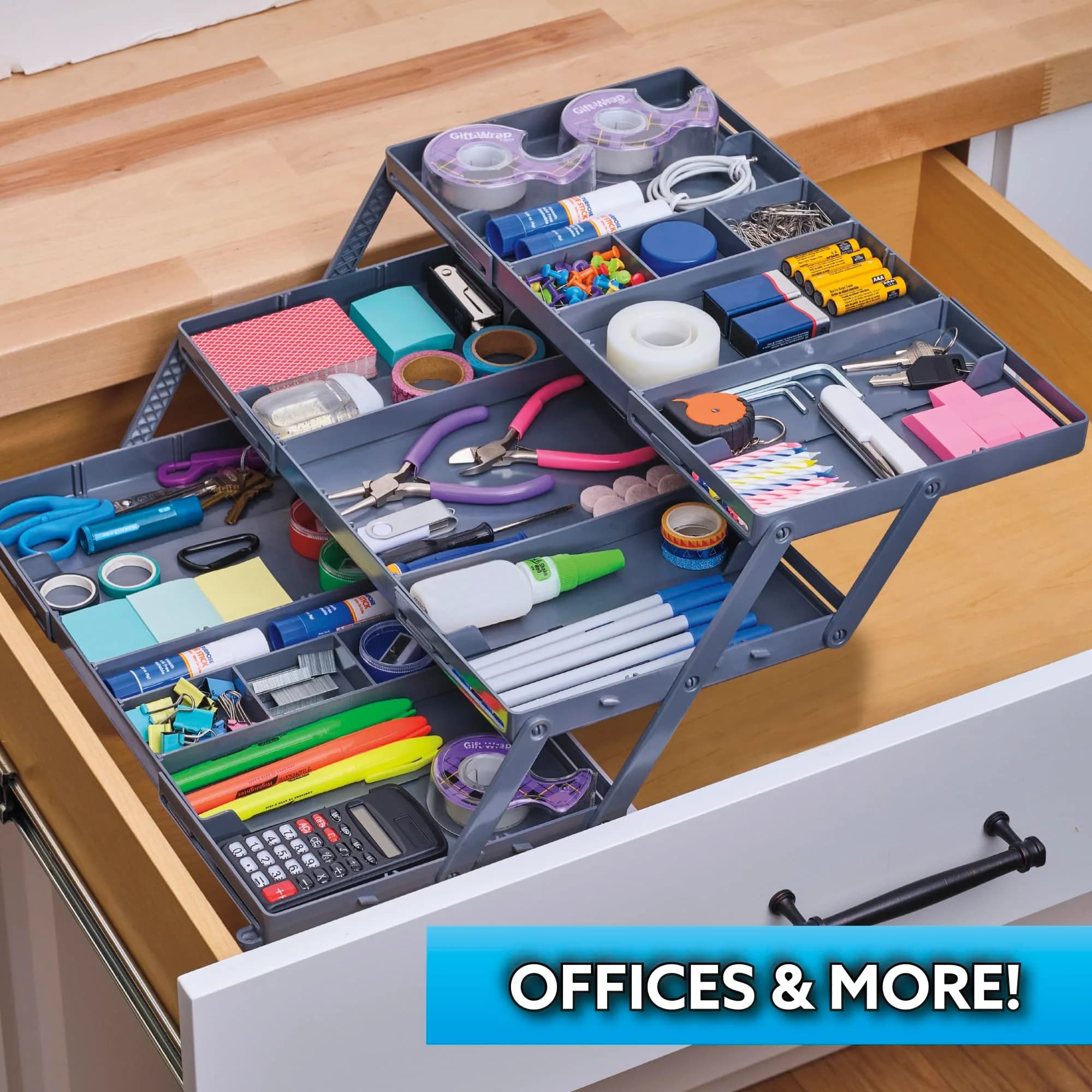 Ontel Smart Drawer Organizer with Adjustable Dividers | 21 Liters (7.75" x 9.8" x 2.75") - view 6