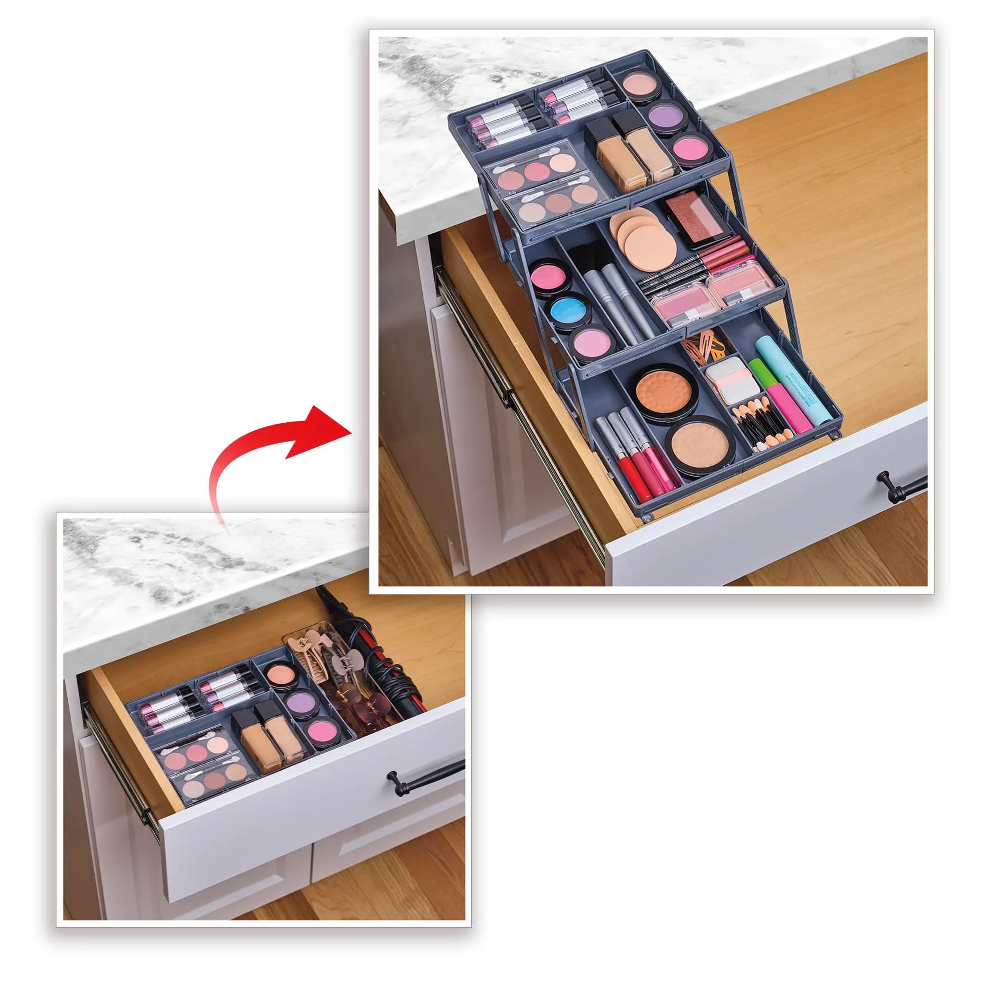 Ontel Smart Drawer Organizer with Adjustable Dividers | 21 Liters (7.75" x 9.8" x 2.75") - view 8