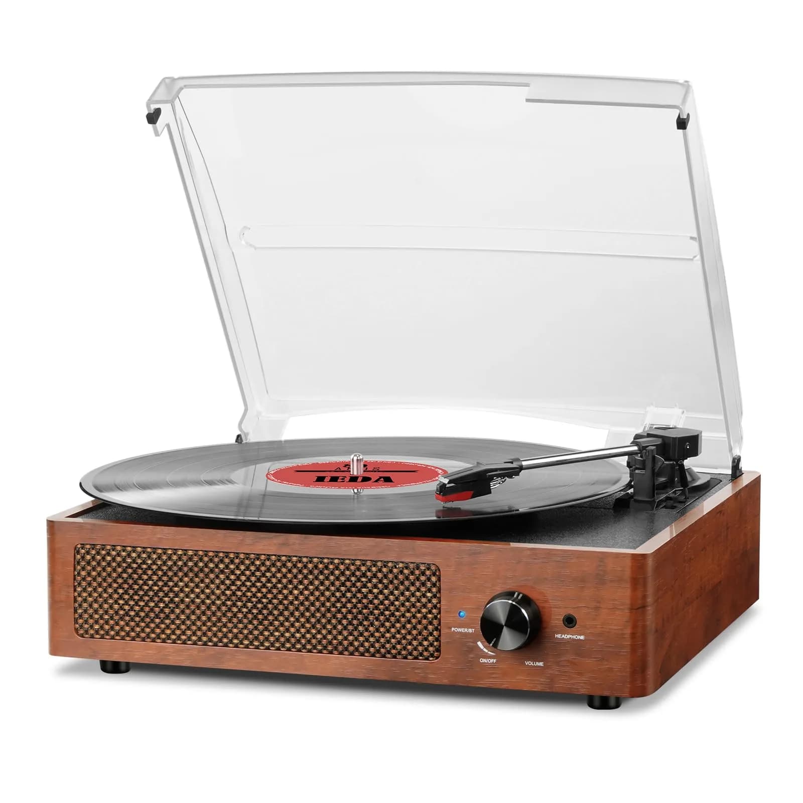cotsoco Vinyl Record Player Turntable with Bluetooth & 2 Speakers | 3 Speed Portable Retro — Orange