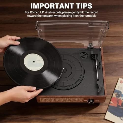 cotsoco Vinyl Record Player Turntable with Bluetooth & 2 Speakers | 3 Speed Portable Retro thumbnail 6