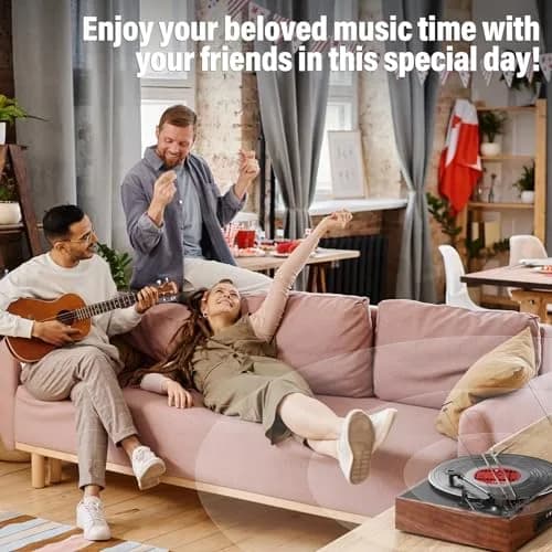 cotsoco Vinyl Record Player Turntable with Bluetooth & 2 Speakers | 3 Speed Portable Retro thumbnail 9