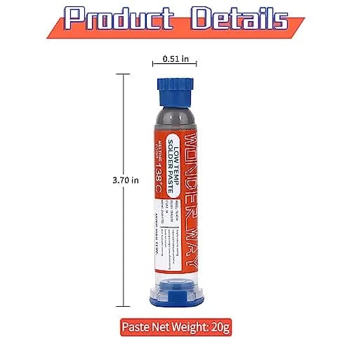 Wonderway Sn42/Bi58 T5 Lead Free Solder Paste 20g (0.7 oz) | Low Melting Point for Electronics Repair thumbnail 2