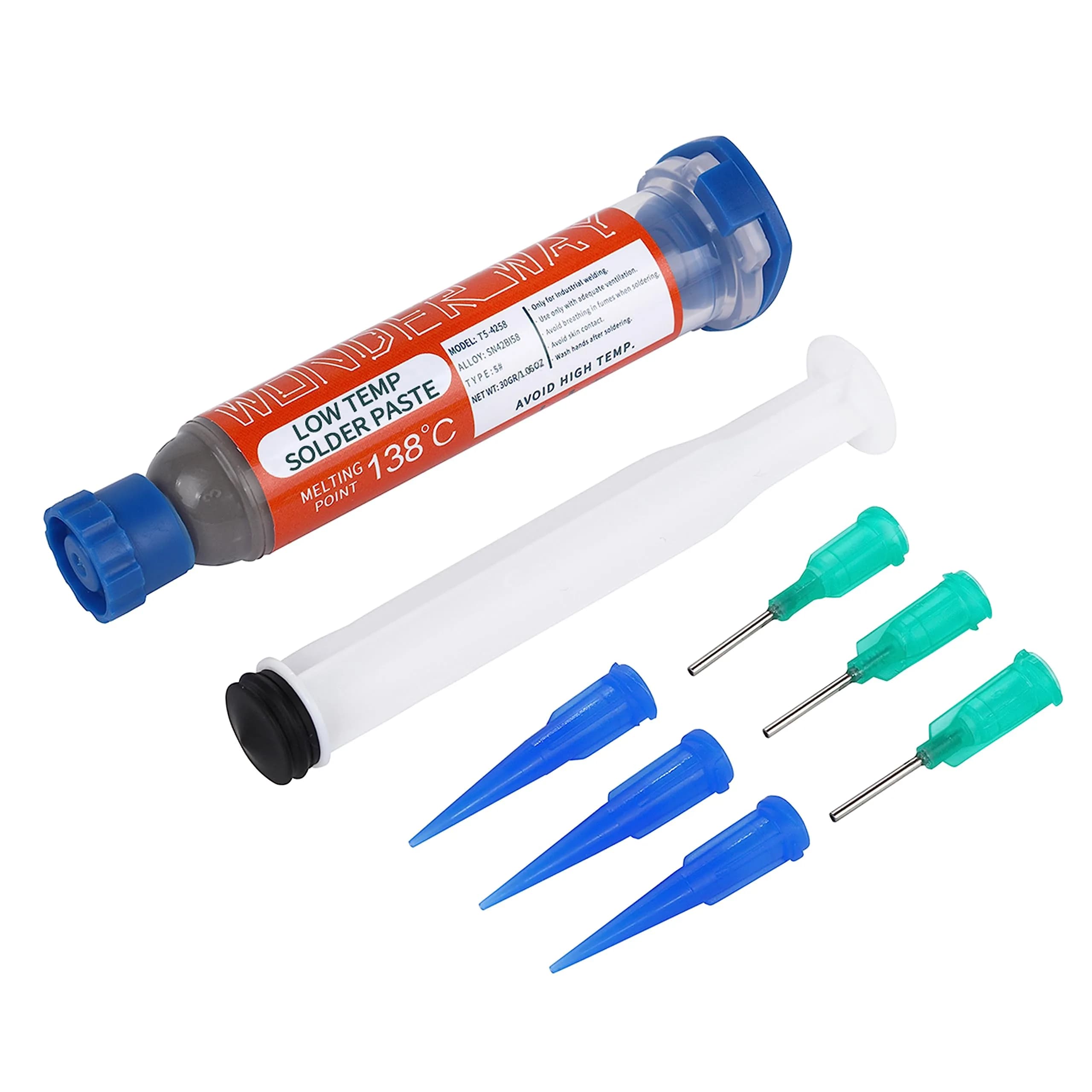 wonderway Sn42/Bi58 T5 Lead Free Solder Paste No Clean, 138℃ Melting Point (20g Net Paste) | For Electronics & Appliances