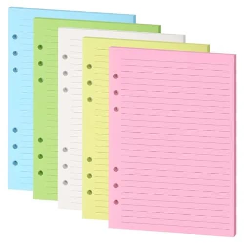 Mafegu Refill Paper A5 5-Color Ruled | 120 GSM Thick Loose Leaf Sheets for Planners thumbnail 1