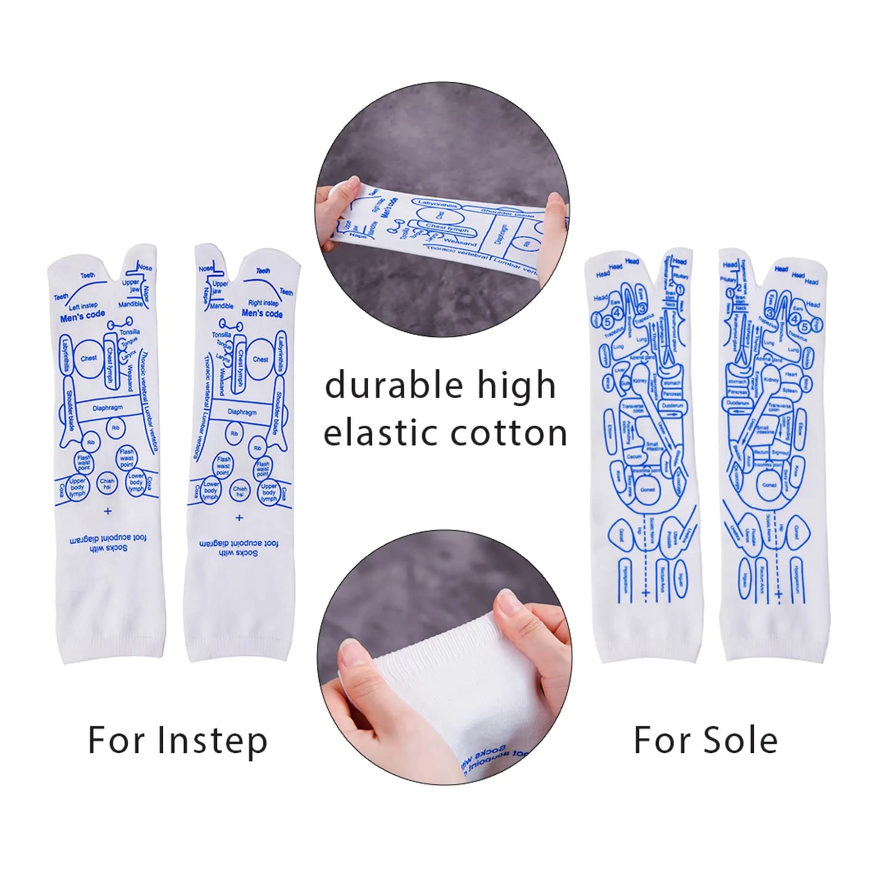 Broman Reflexology Socks for Foot Massage - Women's Size (Cotton) with Dual-Heads Acupressure Pen - view 2