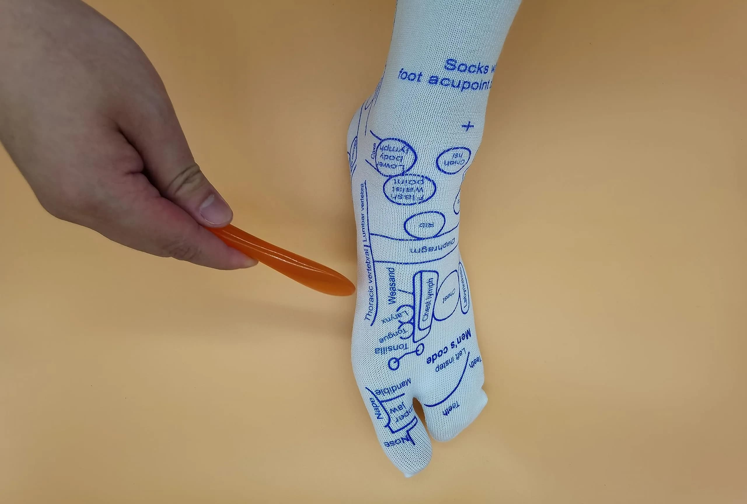 Broman Reflexology Socks for Foot Massage - Women's Size (Cotton) with Dual-Heads Acupressure Pen - view 3