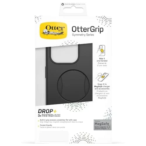 OtterBox OtterGrip Symmetry Case for iPhone 15 Pro Max with MagSafe Grip, Black | Military Standard Drop Protection thumbnail 6
