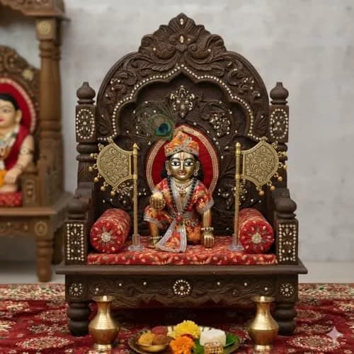 Garden Of Arts Brass Handheld Temple Fan Set of 2 | 21 cm (8 Inch) Traditional Pooja Fan with Ghungroo Bells thumbnail 4
