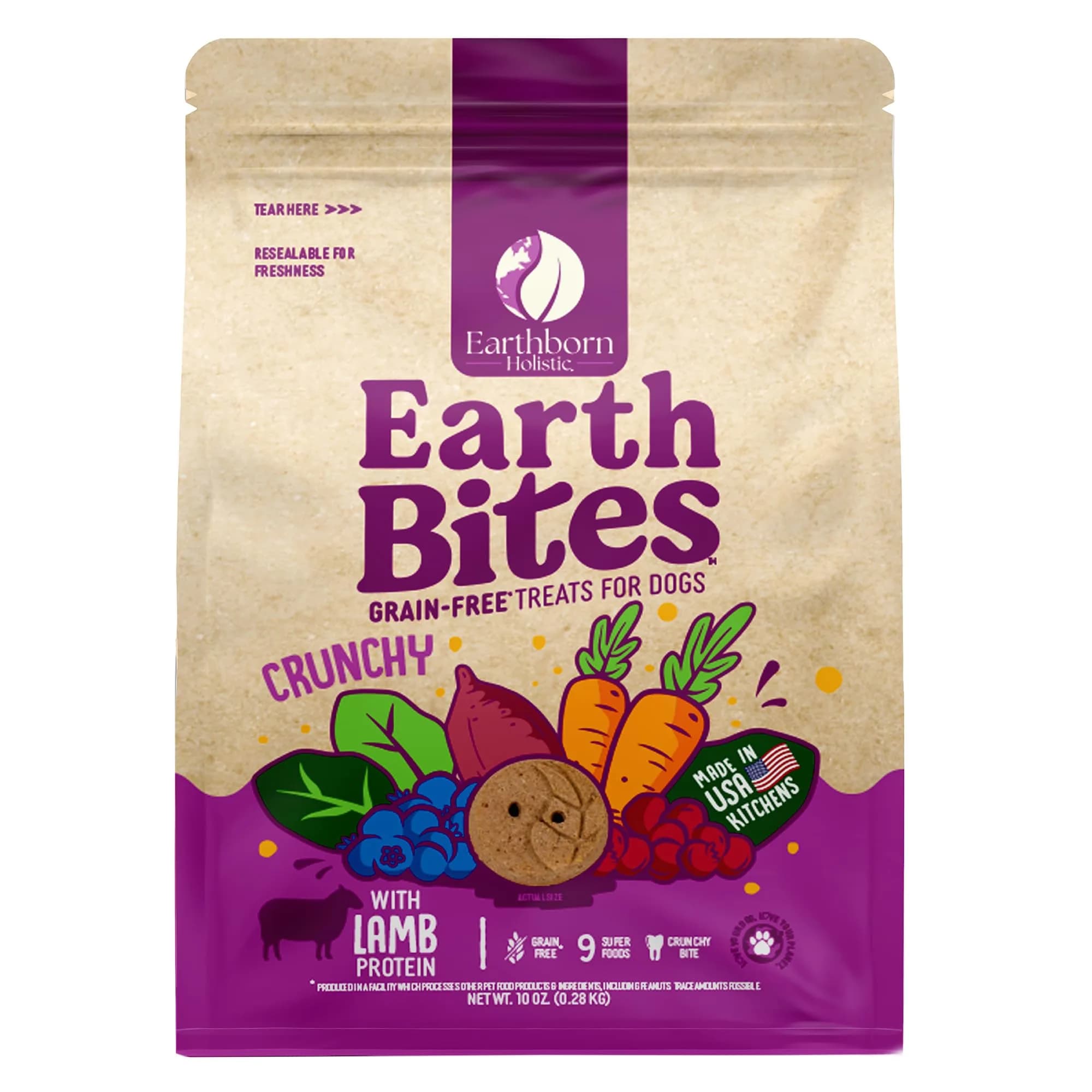 Earthborn Holistic EarthBites Grain-Free Dog Treats with Lamb 10 oz | Crunchy, Healthy & Made in USA — Lamb