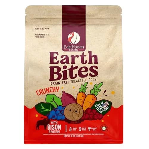 Earthborn Holistic EarthBites Grain-Free Dog Treats with Bison 10 oz | Crunchy, Healthy & Tartar-Reducing thumbnail 1
