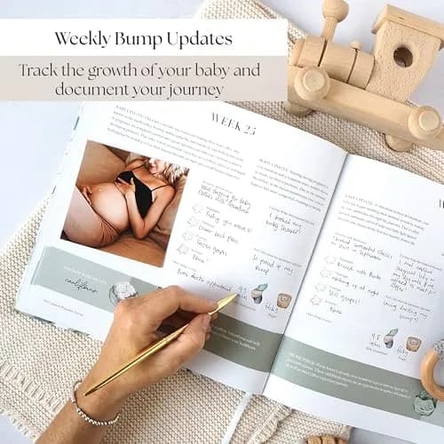 Bibi & Beau Watercolour Pregnancy Journal & Baby Memory Book 196-Page Hardcover | Complete First-Time Mom Planner thumbnail 3