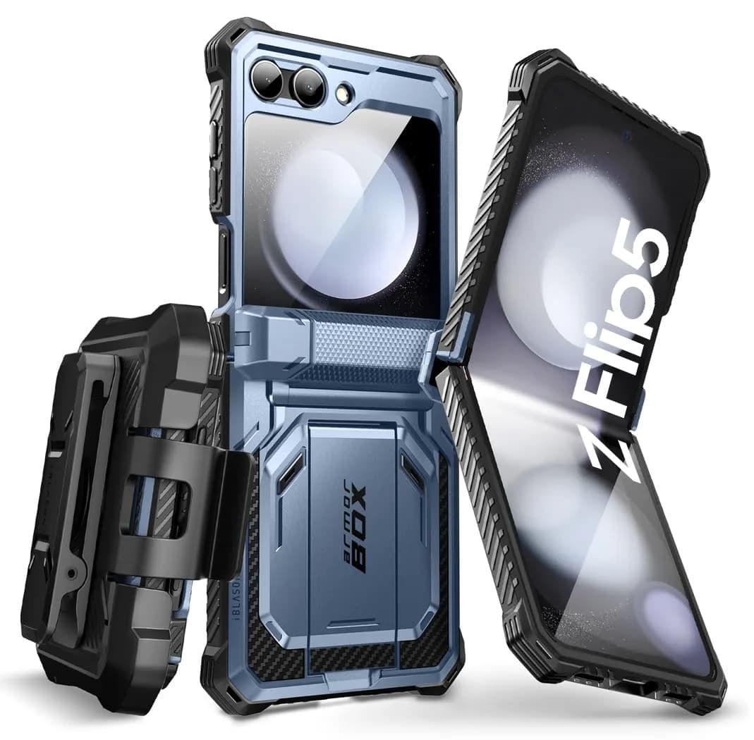i-Blason for Samsung Galaxy Z Flip 5 Case with Stand, Blue | Drop & Hinge Protection — Blue