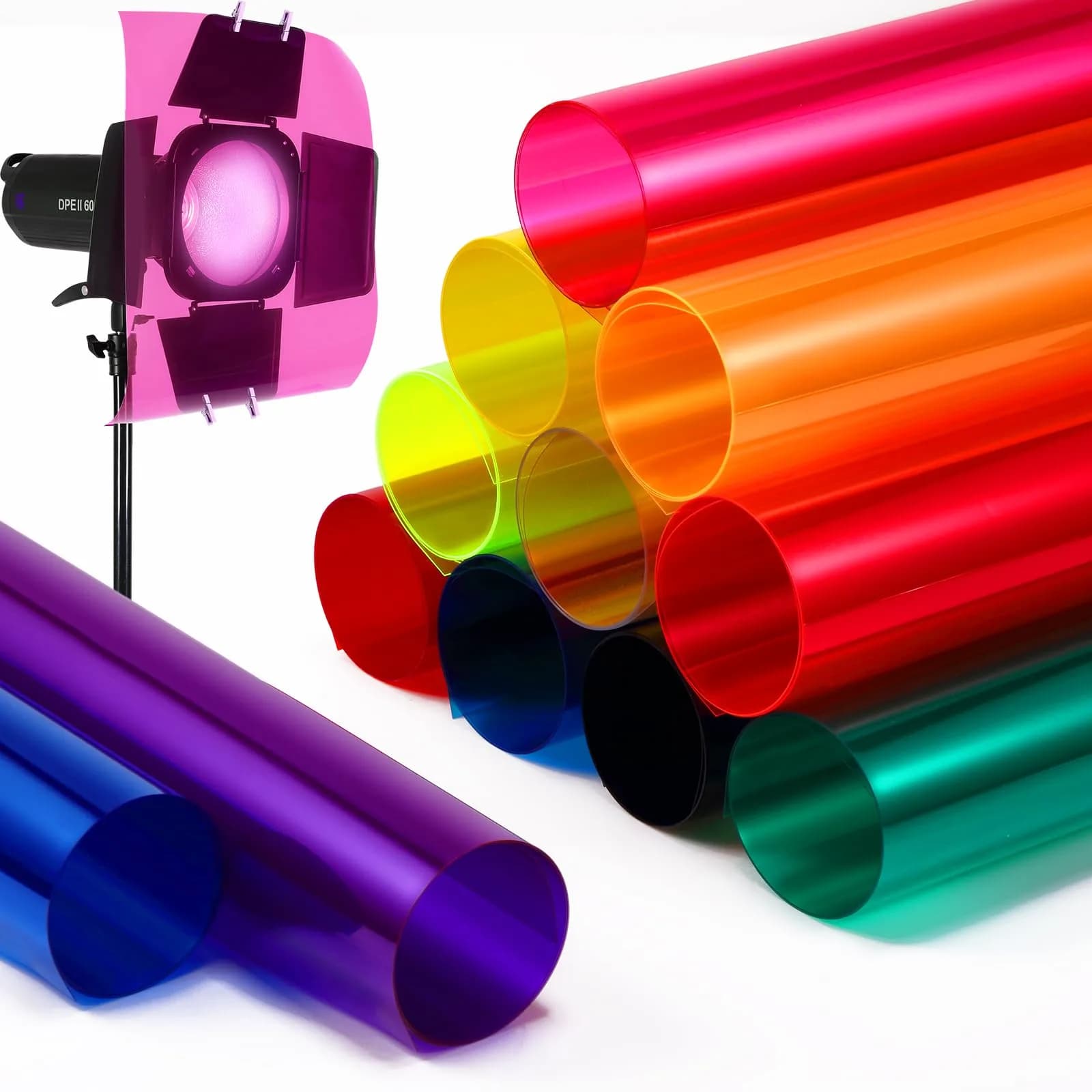 Barydat 12 Pcs Colored Gel Light Filter Set 40 x 50 cm (16 x 20 inch) | PVC Correction Lighting Film for Photography Studio - main product image