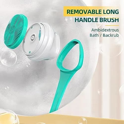 Loodic Electric Back Scrubber with 5 Brush Heads, Rechargeable Long Handle (Green) | 41cm (15.75 Inch) thumbnail 2