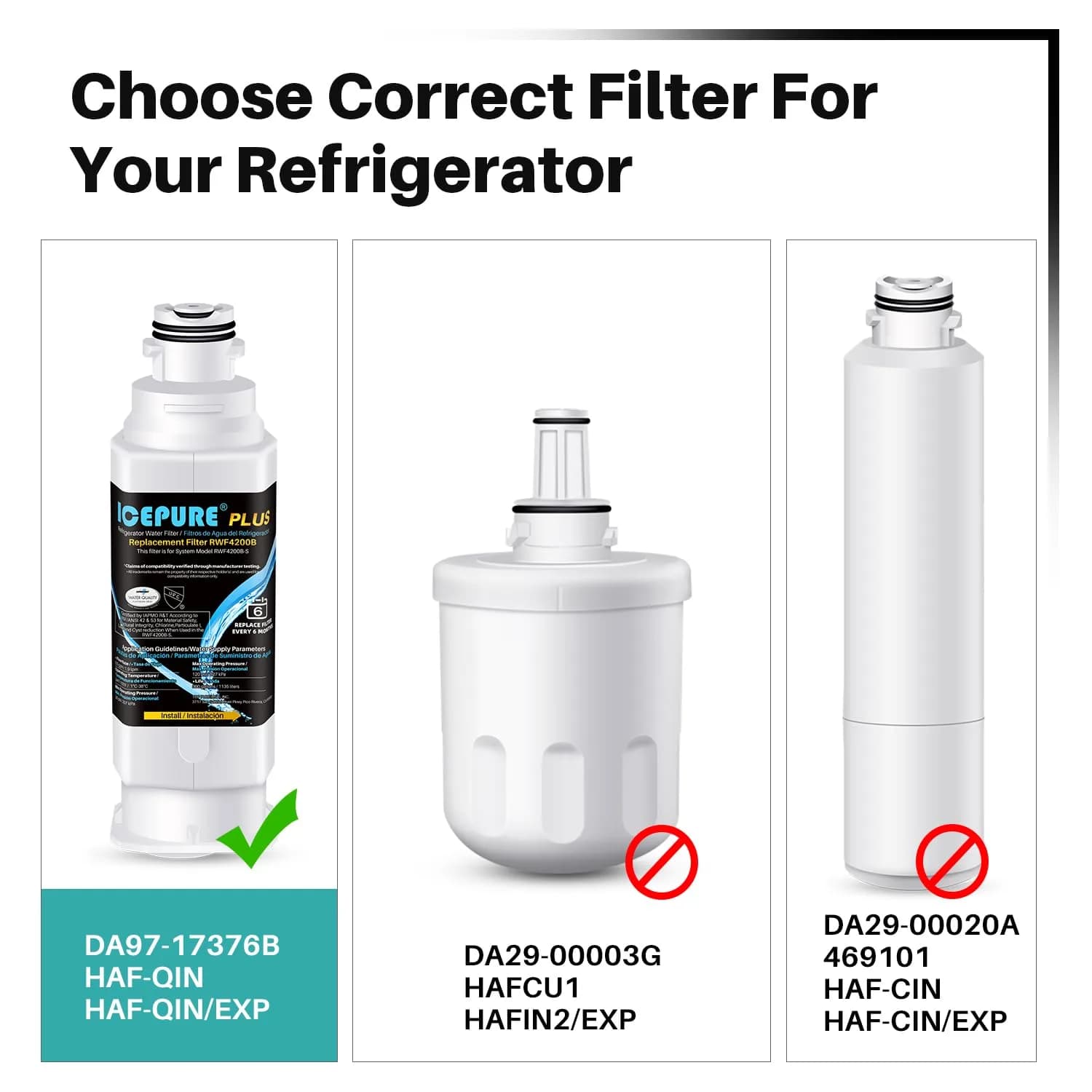 ICEPURE PLUS RWF4200B Refrigerator Water Filter 3-Pack | NSF Certified Heavy Metals Removal - view 2