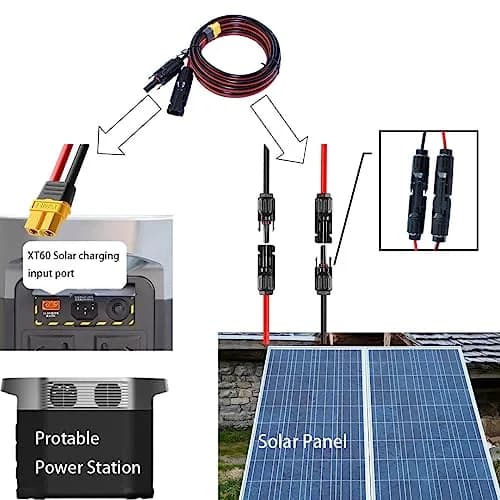 iHaospace Solar to XT60 Charging Cable 10FT (3.04m) | 12AWG Tinned Copper, 300V Rated, IP68 Waterproof thumbnail 5