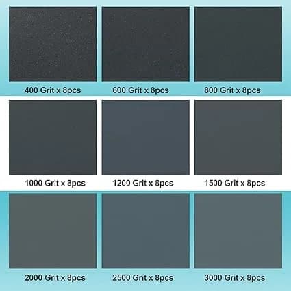 auriikoop Sandpaper Assortment 400-3000 Grit | Wet & Dry, 72 pcs, 9 x 3.6 inch thumbnail 5