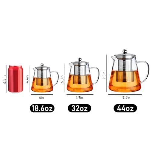 PARACITY Glass Teapot Stovetop 32 OZ | Borosilicate Clear Tea Kettle with Infuser thumbnail 3