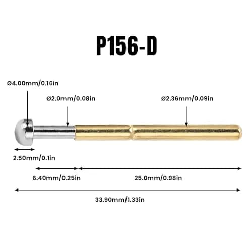 BORDSTRACT P156-D Spring Test Probes with Brass Pogo Pins | 100-Pack for PCB Testing thumbnail 2