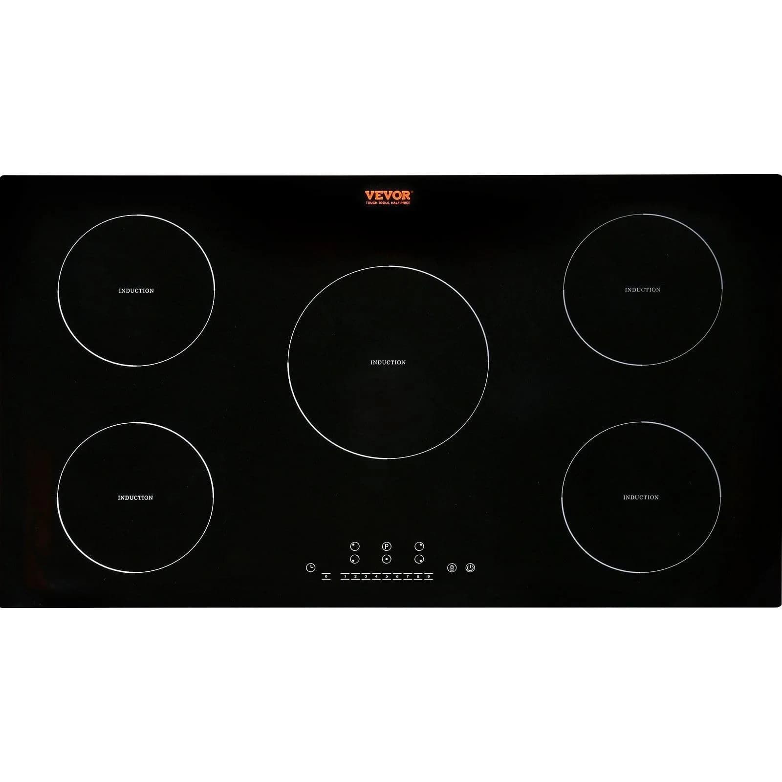 VEVOR 36'' Electric Cooktop 9200W 5 Burners | Vitroceramic Glass & Metal Casing, 220-240V Compatible — 36in 5 Burners/220V