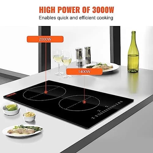 VEVOR 2-Burner Induction Cooktop 3000W 12'' Built-in 220V | Touch Control with 9 Heating Levels & Timer thumbnail 3