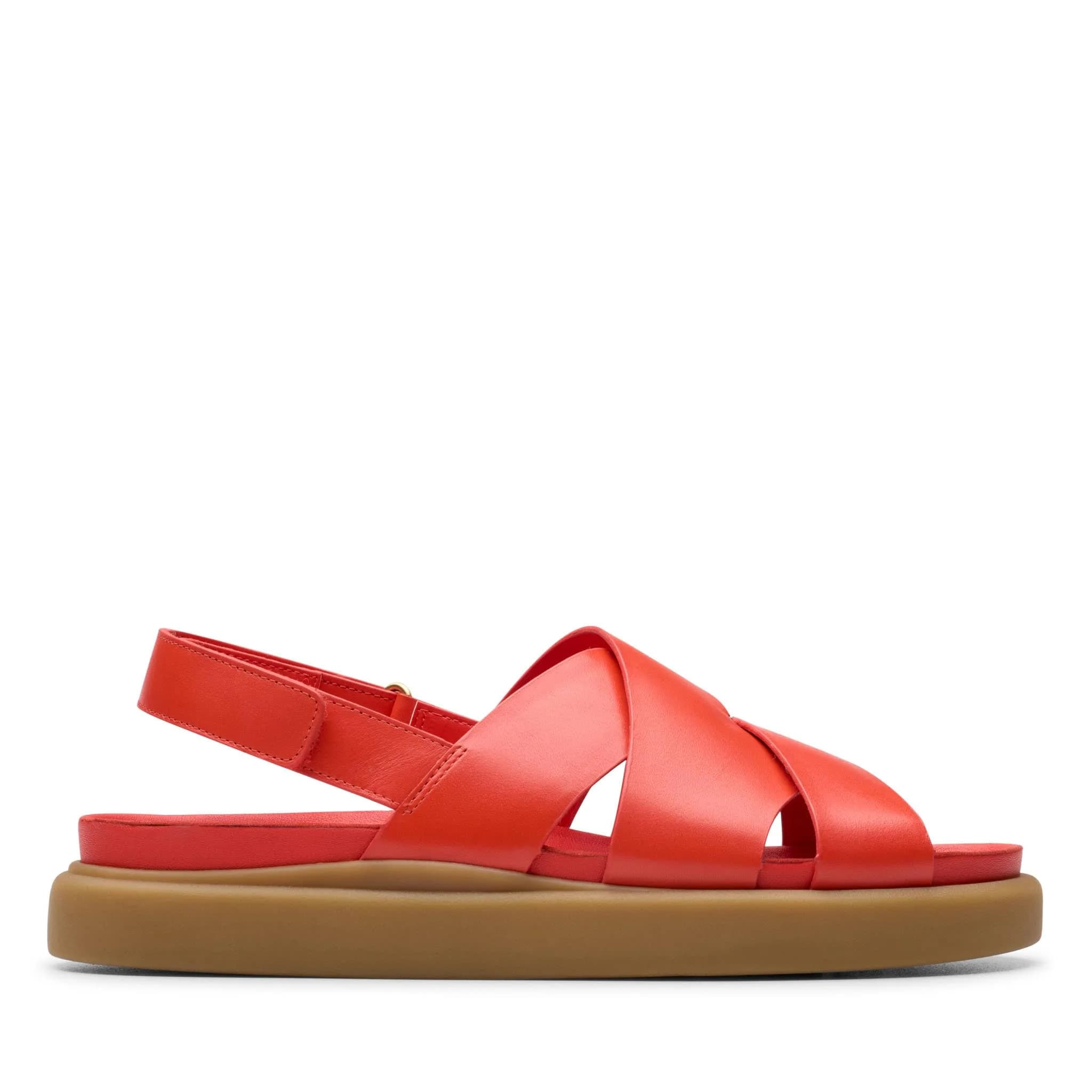 Clarks Women's Aristella SunSandal Bright Red Lea 6 | Classic Leather Comfort