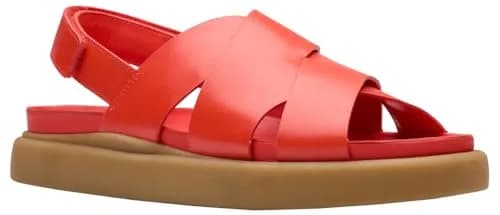 Clarks Women's Aristella SunSandal Bright Red Lea 6 | Classic Leather Comfort thumbnail 7