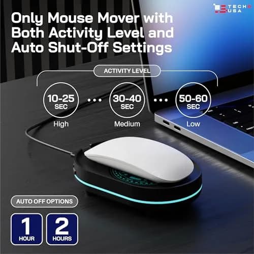 TECH8 USA Undetectable Mouse Mover Jiggler with Ambient Glow Ring and 3D Hologram Alien Disc, Plug & Play, No Software Required thumbnail 4