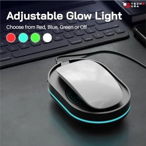 TECH8 USA Undetectable Mouse Mover Jiggler with Ambient Glow Ring and 3D Hologram Alien Disc, Plug & Play, No Software Required thumbnail 8